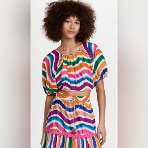 Farm Rio Dancing Stripes Crop Top